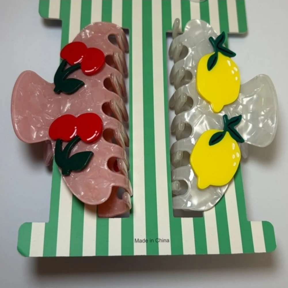 🍒▪️Piper K ▪️Lemon and Cherry Hair Claw Set Of 2 Clips
